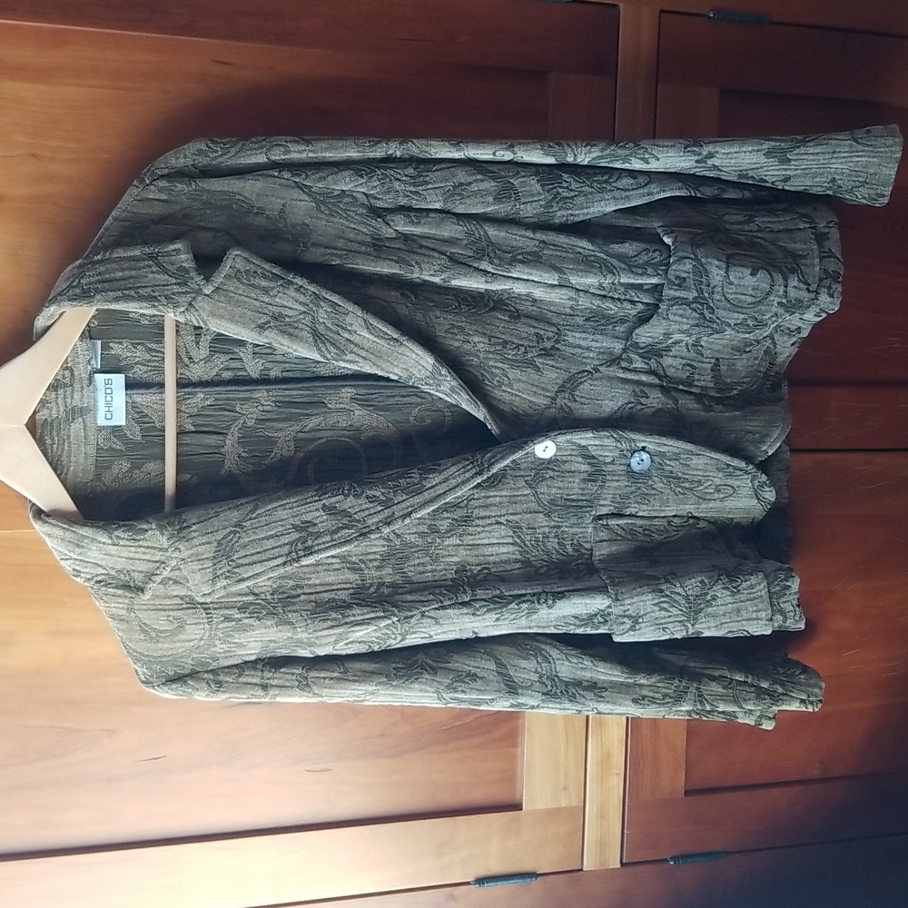 Chico's  brocade jacket, gold and golden olive, size 1